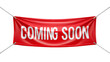 © stockpro - Red banner with white text announcing coming soon on a transparent or white background.