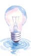 © Alpha - A delicate water light bulb glowing softly, its translucent form shimmering with vibrant lightWater ripples spread outward, symbolizing ideas expandingSoft watercolor tones of blue and purple