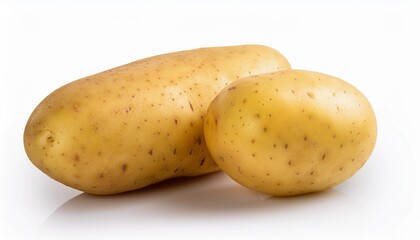 Wall Mural - idaho potatoe potato solanum tuberosum is a starchy root tuber vegetable native to the americas that is consumed as a staple food in many parts of the world isolated on white background