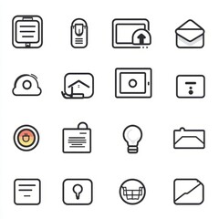 Wall Mural - Set of 16 simple line icons for web design and mobile apps.