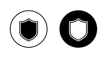 Fototapete - Shield icon on black circle. Guard security sign symbol