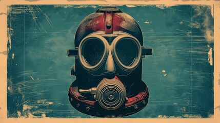 Retro nautical adventure with antique diving helmet design for poster art