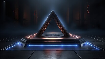 Poster - Futuristic Abstract 3D Triangle and Light