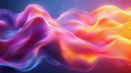 Wall Mural - Abstract digital wave with glowing gradient and twinkling particles