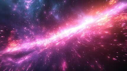 Wall Mural - A Cosmic Burst of Pink and White Light Amidst a Starry Night Sky