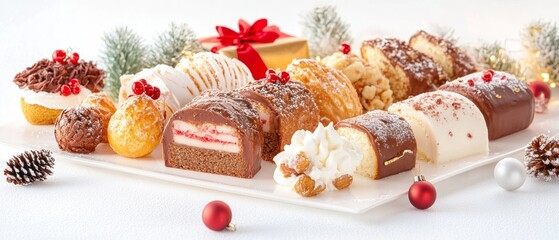 Festive Christmas food and sweets. Merry christmas and happy new year festive background