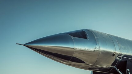 a bold rocket aircraft stands ready for launch, showcasing its sharp lines and metallic surfaces und