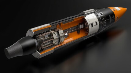 Aufkleber - A cutaway illustration reveals the intricate inner workings of a rocket, highlighting its advanced technology and engineering design