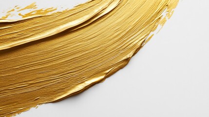 Poster - A single, elegant brushstroke of gold paint glides across a pristine white canvas, showcasing the beauty of minimalism in modern art