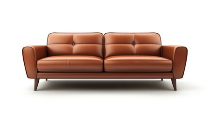 Modern brown leather sofa furniture isolated on white background. 