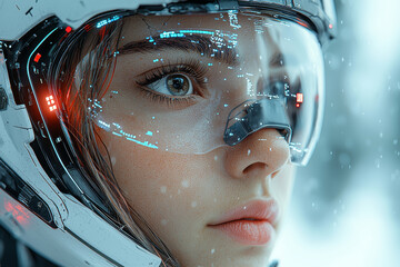 Poster - a person wearing a headset that connects to their brain, controlling a robotic device through though
