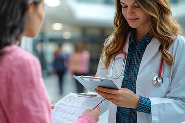 Poster - a doctor and patient discussing lab results, bringing clarity to a diagnosis. concept of healthcare 