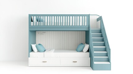 Canvas Print - Elegant Bunk bed For Kid Room Isolated on white background  