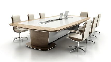 Canvas Print - a conference room table on a white background, spacious, professional meeting area