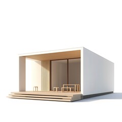 Sticker - 3D render of a minimalistic house design isolated on a white background 