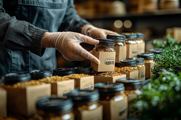 Poster - a person selecting eco-friendly packaging options for their online order during the checkout process