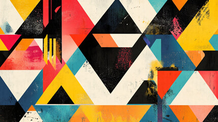 Wall Mural - An illustration of a contemporary geometric pattern with vibrant colors and sharp angles.