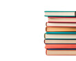 © OPP-786 - Colorful stacked books on a white background, transparent background.