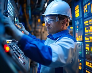 Fototapete - Engineer Operators Using Scada System
