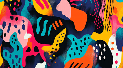 Wall Mural - An illustration of a bold abstract pattern with energetic shapes and bright hues.