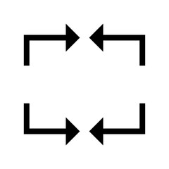 Poster - Four arrow icon. Directional arrows symbol. Minimalist navigation graphic. Geometric shape illustration.