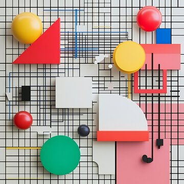 Creative geometric shapes combine in a striking abstract colorful background image