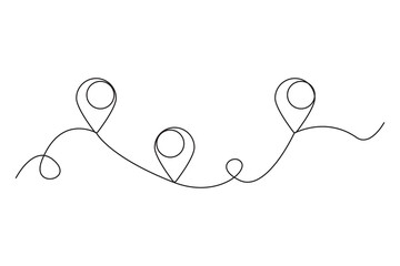 Poster - Location pin icon. Continuous line drawing. Minimalist map marker. Vector symbol.