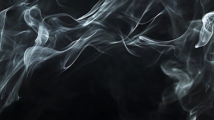 Wall Mural - Delicate plumes of smoke move softly against a solid black backdrop image