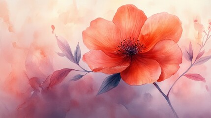 Wall Mural - Watercolor Flower Blossom