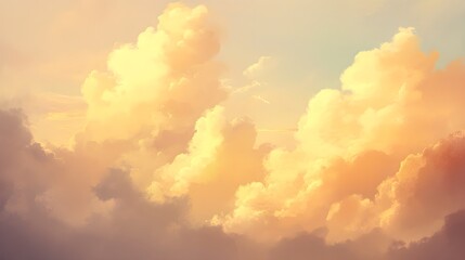 Wall Mural - Soft Billowy Clouds Illuminated by Gentle Light