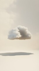 Wall Mural - Single Realistic Cloud in Minimalist Background