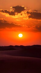 Wall Mural - stunning sunset with warm hues over desert landscape