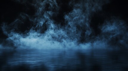 Wall Mural - Smoke and fog blend into an abstract design on black background image