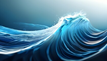 Wall Mural - Fluid Waves of Blue in an Abstract Composition