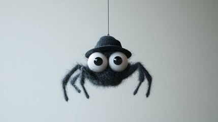 A fuzzy, friendly spider wearing a hat.