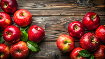 Vibrant red apples on a rustic wooden background, red, apples, fruit, background, fresh, healthy, organic, delicious, juicy