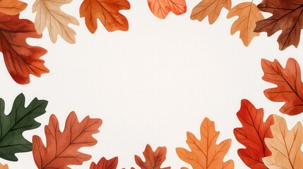 Wall Mural - Watercolor Autumn Leaves Border Frame   Fall Foliage Design Element