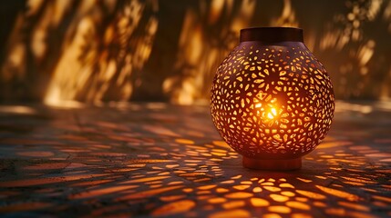 Wall Mural - Ornamental Lantern Glowing in Warm Light