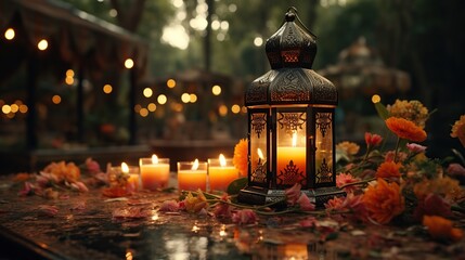 Canvas Print - Candlelight and Flowers