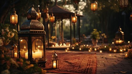 Sticker - Romantic Lanterns  and Candles in a Garden