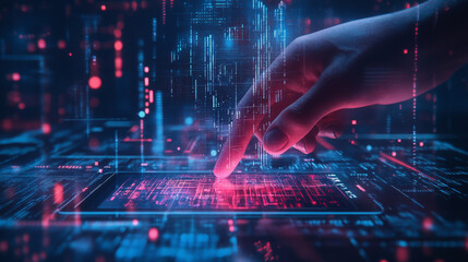 Poster - A futuristic design showing how 3D holograms could be used with smartphones, tablets, and blockchain technology.