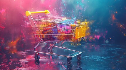 Sticker - Shopping Cart Filled with Digital Products