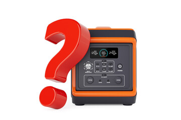 Aufkleber - High Capacity Portable Power Generator Station with Red Question Mark. 3d Rendering