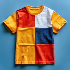 Poster - A child's shirt is made up of different colored squares