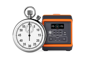 Poster - High Capacity Portable Power Generator Station with Stopwatch. 3d Rendering