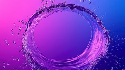 Vivid water splash in a perfect circle against gradient background