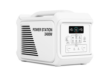 Poster - White High Capacity Portable Power Generator Station in Clay Style. 3d Rendering