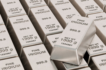 Aufkleber - Rows of Fine Iridium Bars with One on Top. 3d Rendering