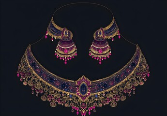 Indian  Gold  Necklace  and  Earrings  Set