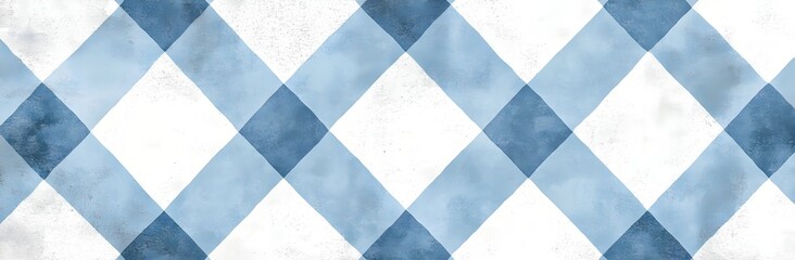 Sticker - Blue and White Watercolor Diamond Pattern